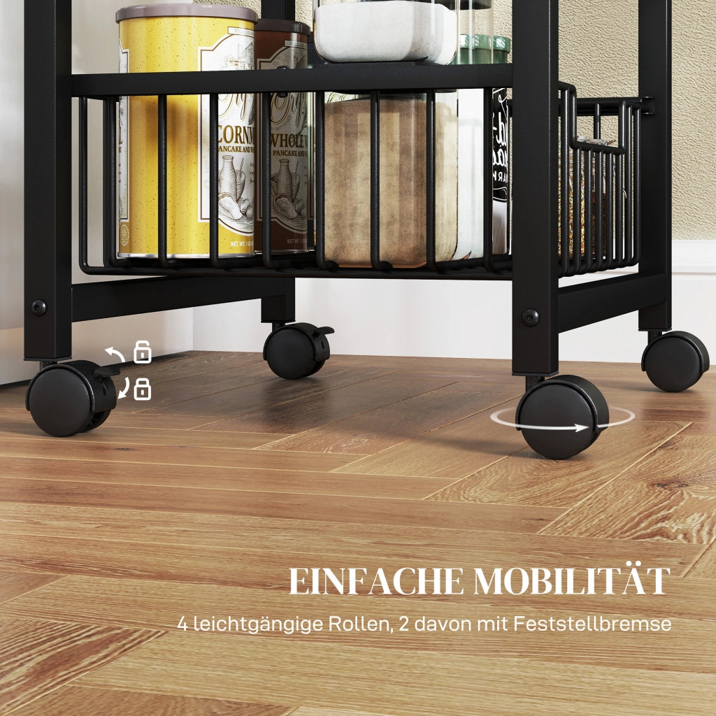 CARRELLO DA CUCINA con 4 cestelli estraibili 49,5 x 31 x 91 cm rovere