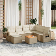 Set Divano da Giardino 8 pz con Cuscini Beige in Polyrattan 3257010