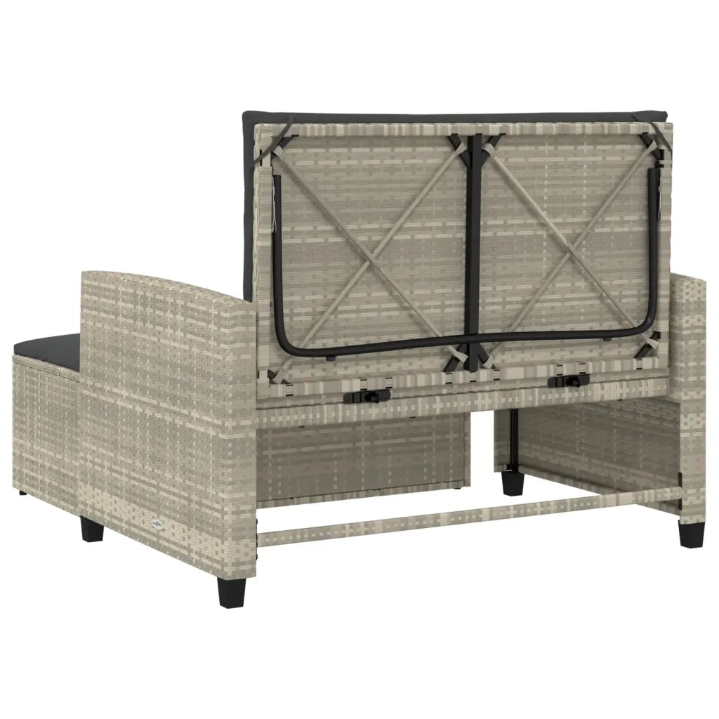Divano da Giardino con Cuscini 2 Posti-Sofa da giardino Grigio Chiaro Polyrattan 652000