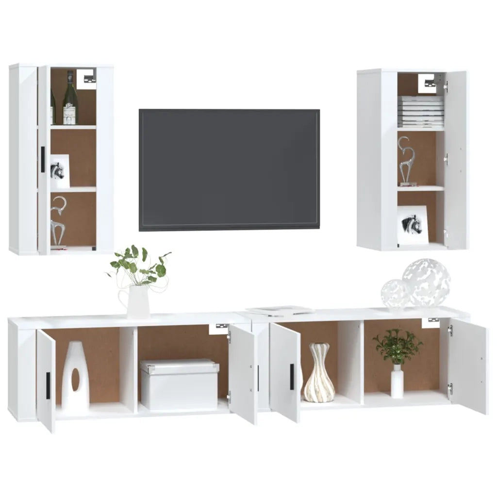 Set di Mobili Porta TV 4 pz Bianco in Legno Multistratocod mxl 124767