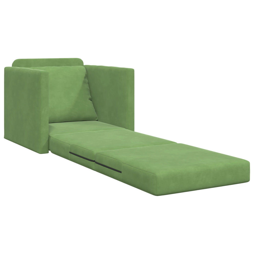 Divano Letto 2-in-1 Verde Chiaro 74x77x81 cm Velluto