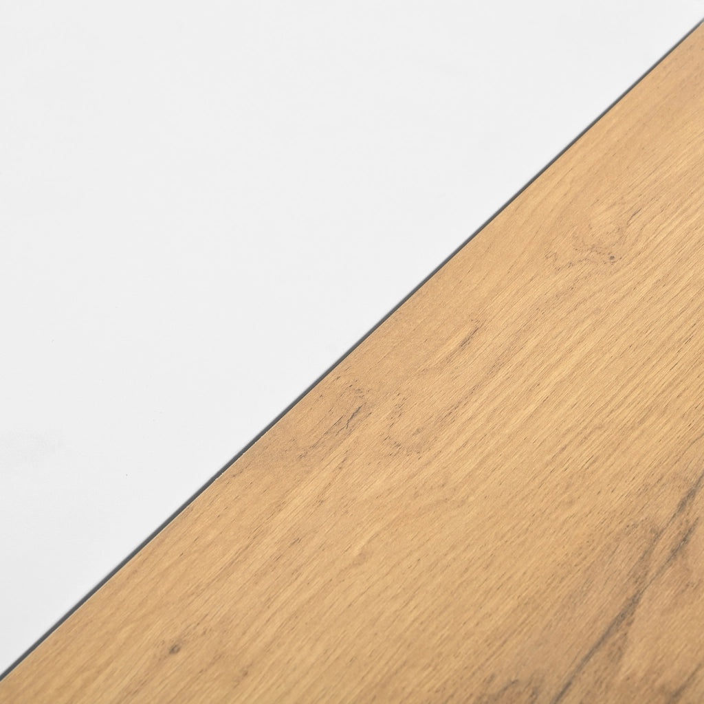 TAVOLINO DA SALOTTO Scorrevole 120x50x37,5 cm MDF Bianco e Naturale con 2 Cassetti