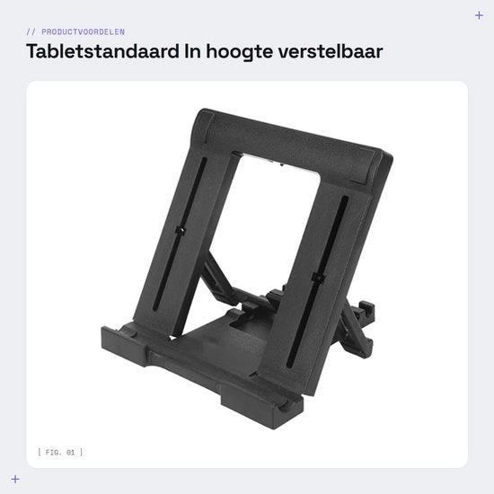 Supporto per Tablet in Plastica di Alta Qualità - Regolabile in Altezza - Adatto per Tablet da 7 a 11 Pollici - Gomma Antiscivolo - Robusto e Duraturo - Supporto per Tablet