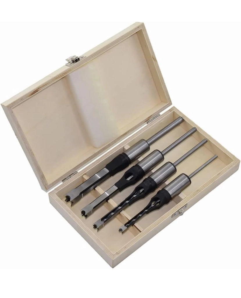 Set 4 Punte da trapano per fori quadrati per Mortasatrice Scalpelli per Legno