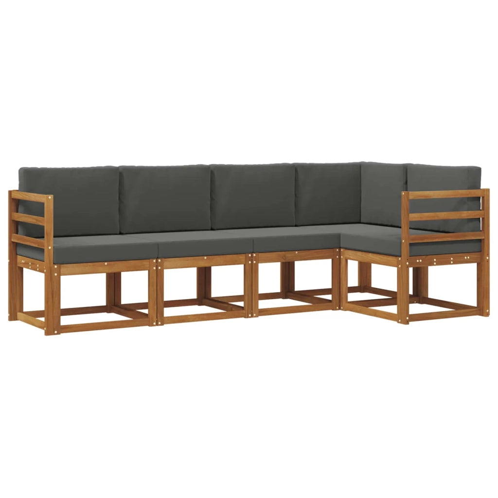 Set di divani da esterno con cuscino 5 pcs Naturale e Antracite