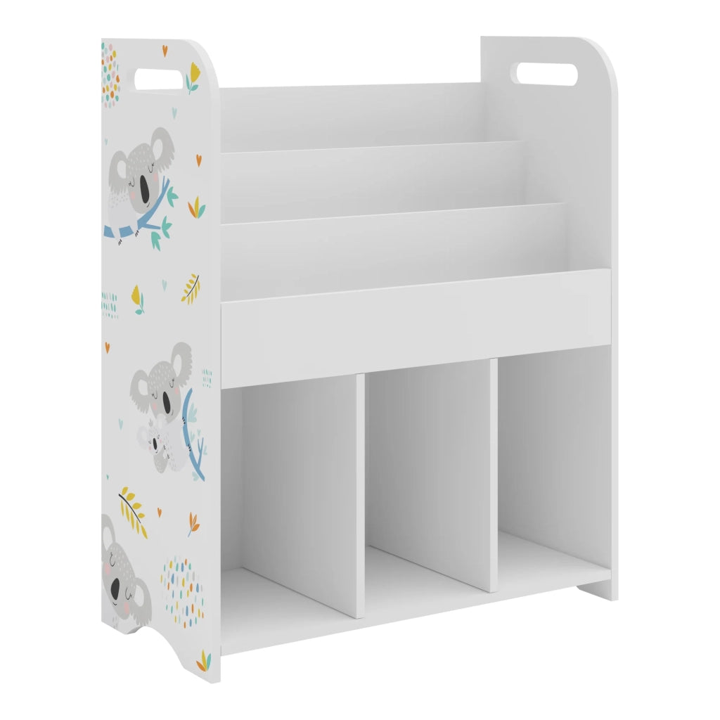 Scaffale dal design senza tempo per soggiorno camera da letto mobile contenitore per bambini 75 x 62 x 29 cm bianco con motivo koala 03_0011217