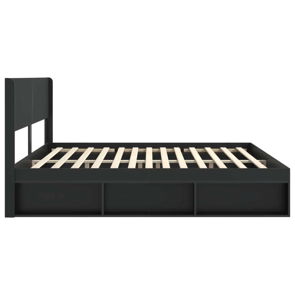 Struttura del letto con stoccaggio e testata Nero 180 x 200 cm 3414180