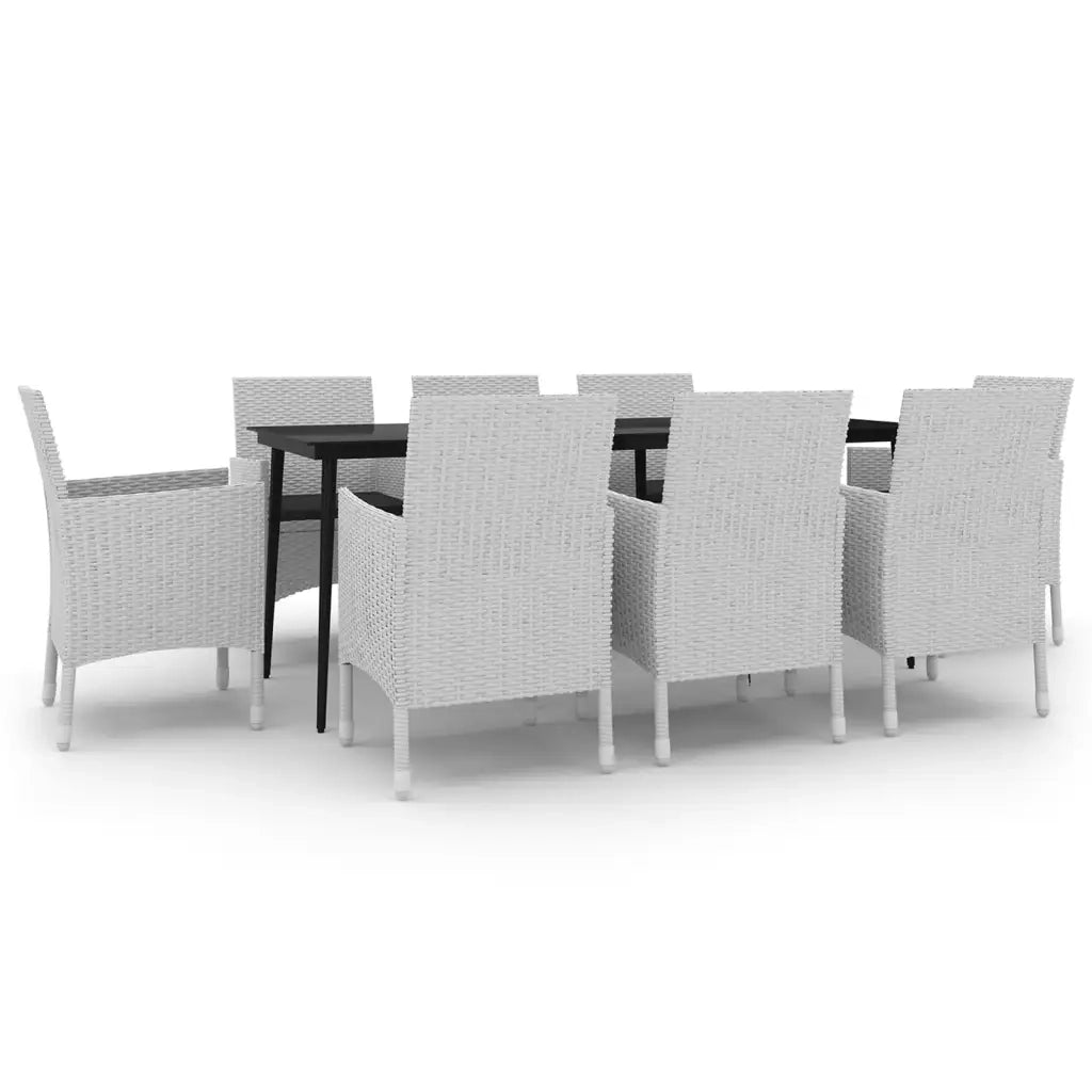 Set da Pranzo per Giardino 9 pz con Cuscini Polyrattan e Vetro 3099750