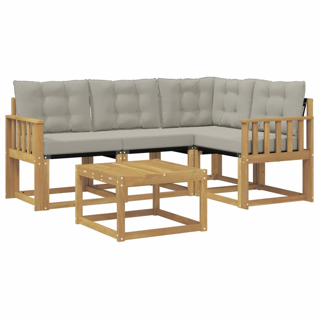 Set di divani da esterno 5 pz Bianco e Grigio Chiaro 3389449