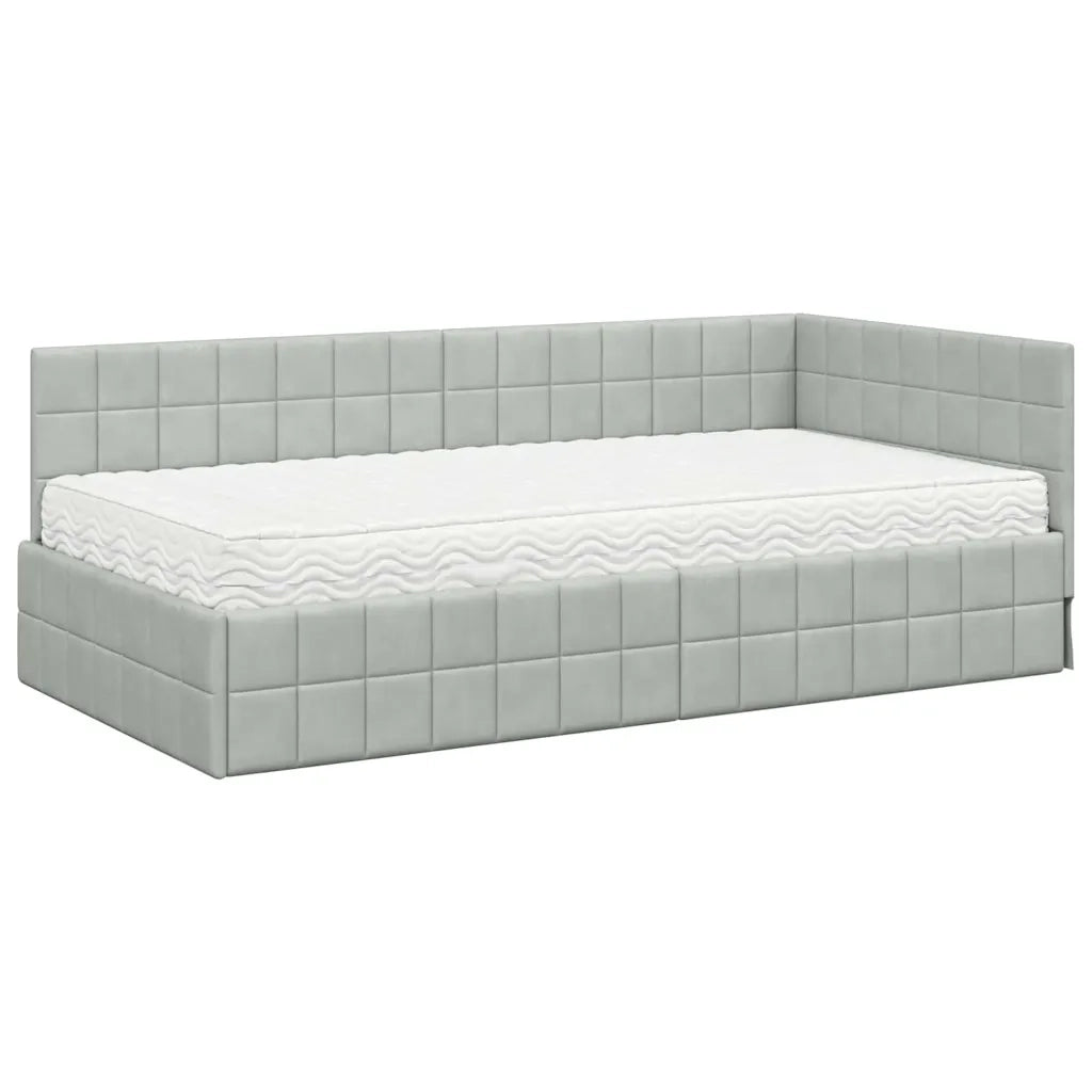 Struttura Letto Angolare con Materasso 2 pcs Grigio chiaro