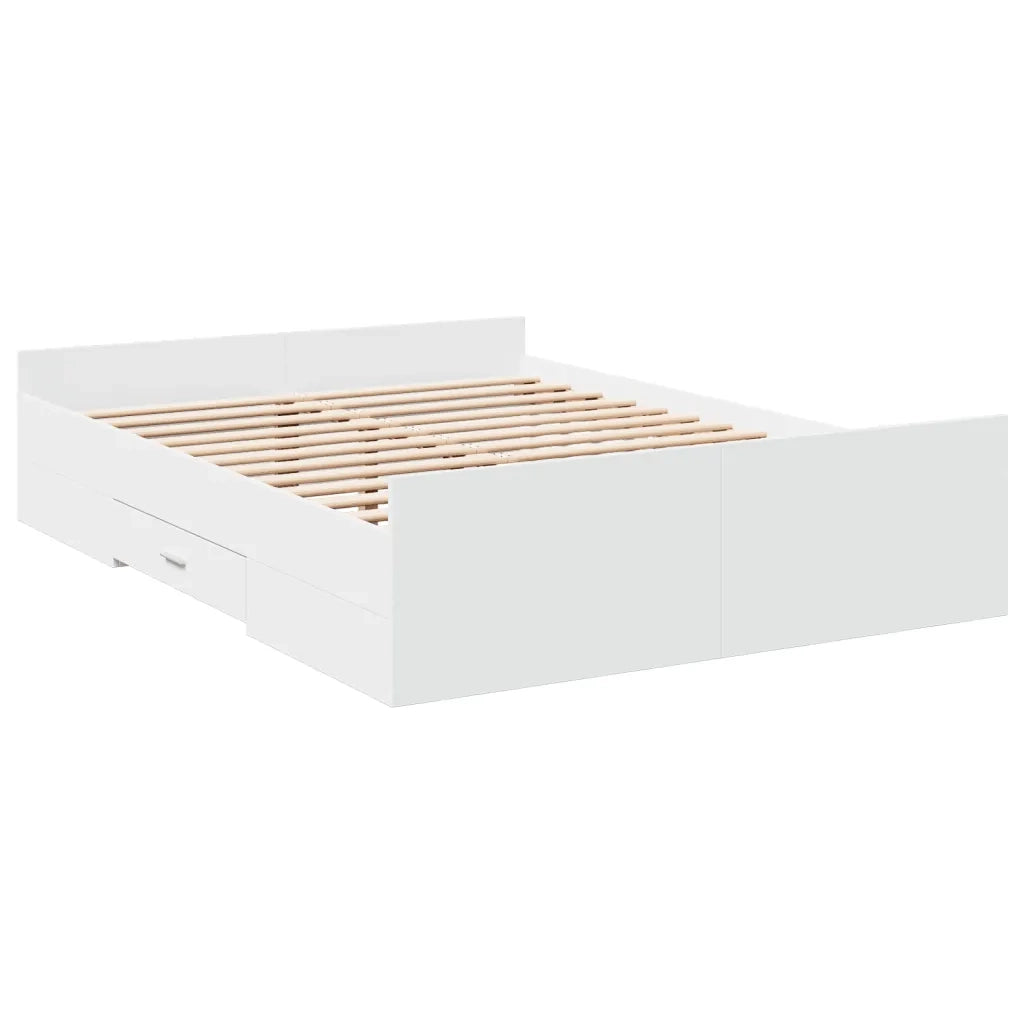 vidaXL Giroletto con Cassetti Bianco 120x200 cm in Legno Multistrato