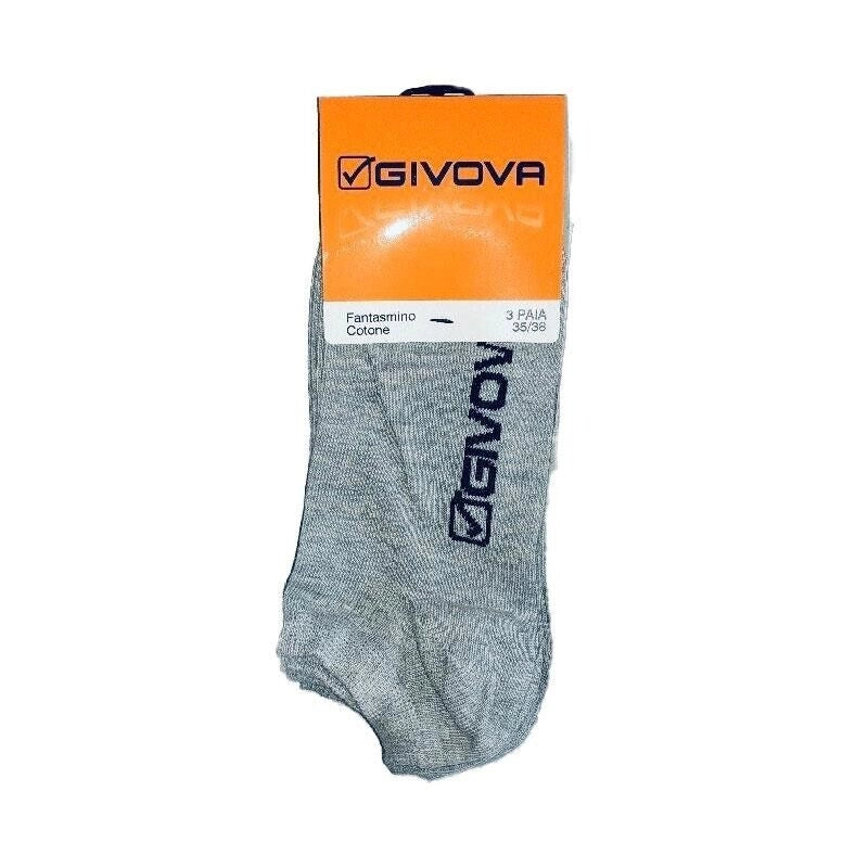 GIVOVA CALZA FANTASMINO TAGLIA 39/42 DA UOMO MAGLIA JERSEY IN COTONE - 3 PAIA GRIGIO