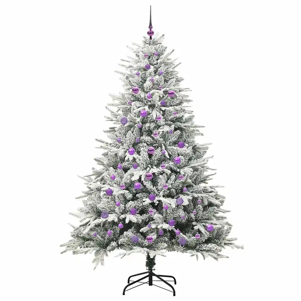 Albero di Natale Artificiale Pre-illuminato con Set di Palline