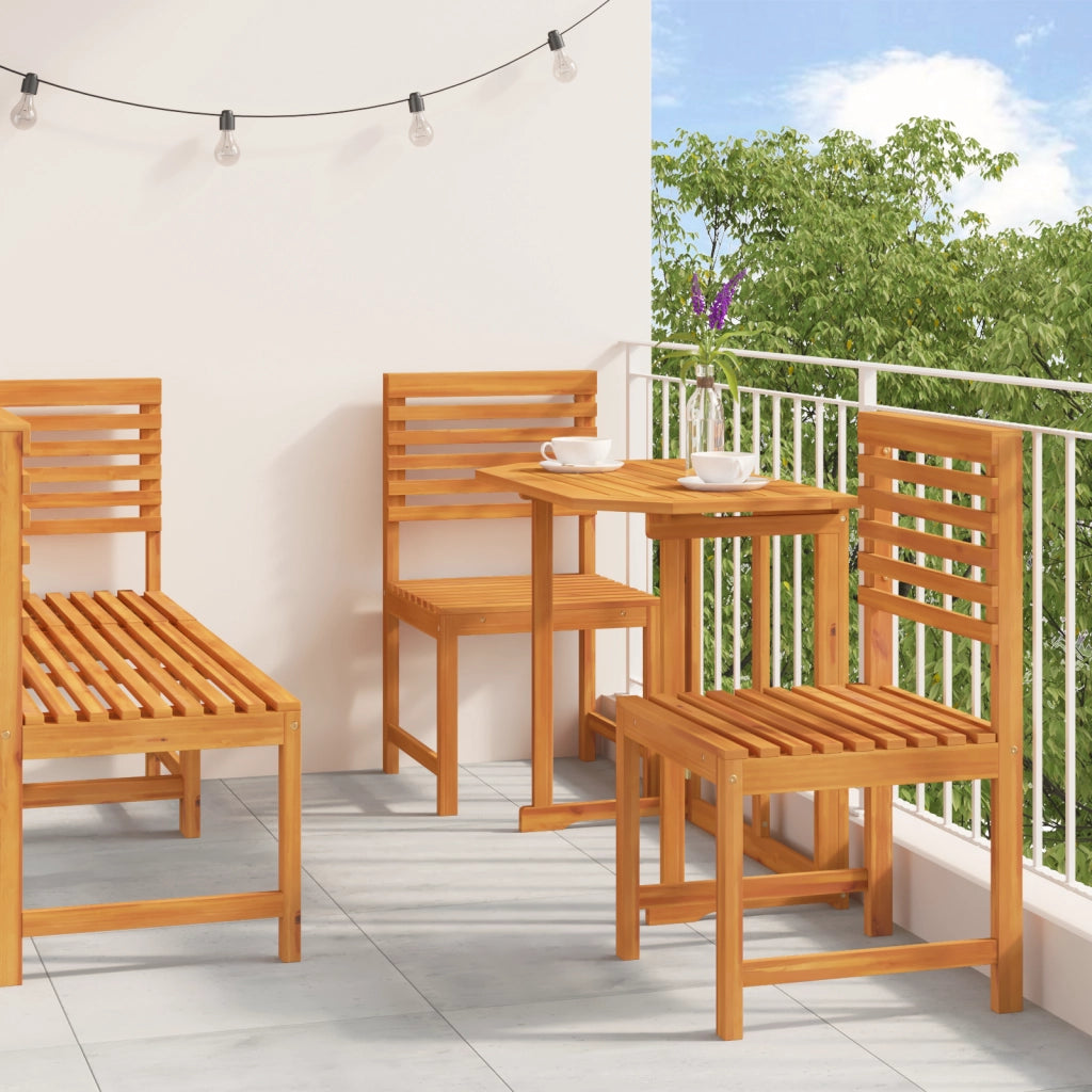 Set da Pranzo in Legno Massello di Acacia da 5 Pezzi