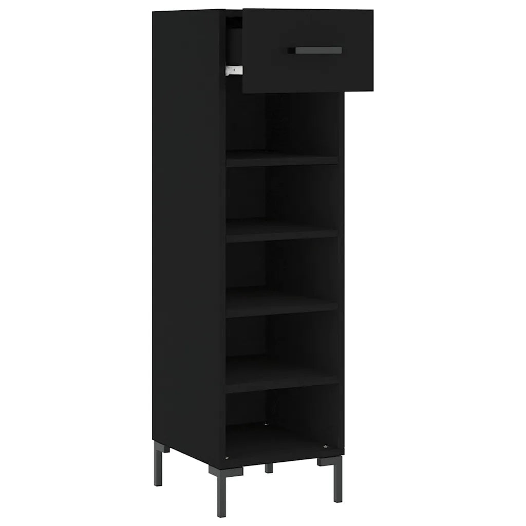 Scarpiera-Scaffale per scarpe Nera 30x35x105 cm in Legno Multistrato 782394
