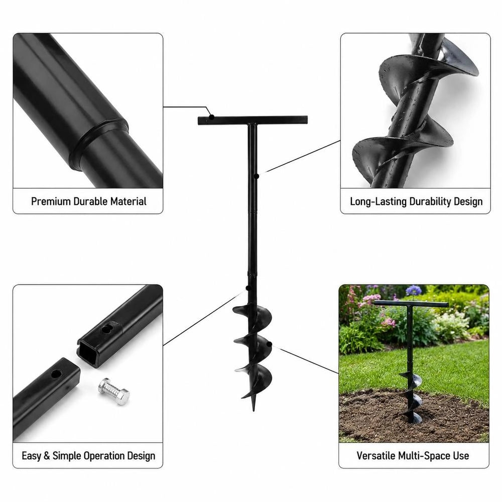 Earth Auger With Handle, 120 Mm Extension Tube, 9 M