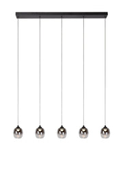 Lampada a sospensione TAMINO 5 luci LED vetro fumé nera
