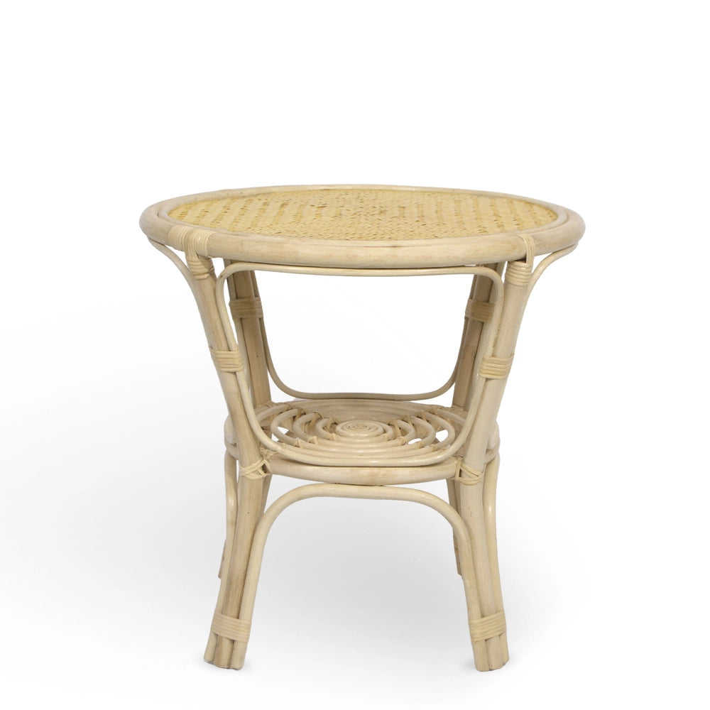 Set di 2 sedie Desy in legno di bambu con gambe in ferro e 1 tavolino in bambu