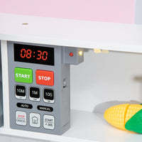 Cucina Giocattolo per Bambini 60x30,5x93,2 cm con Luci e Utensili in MDF e PP Grigio e Bianco