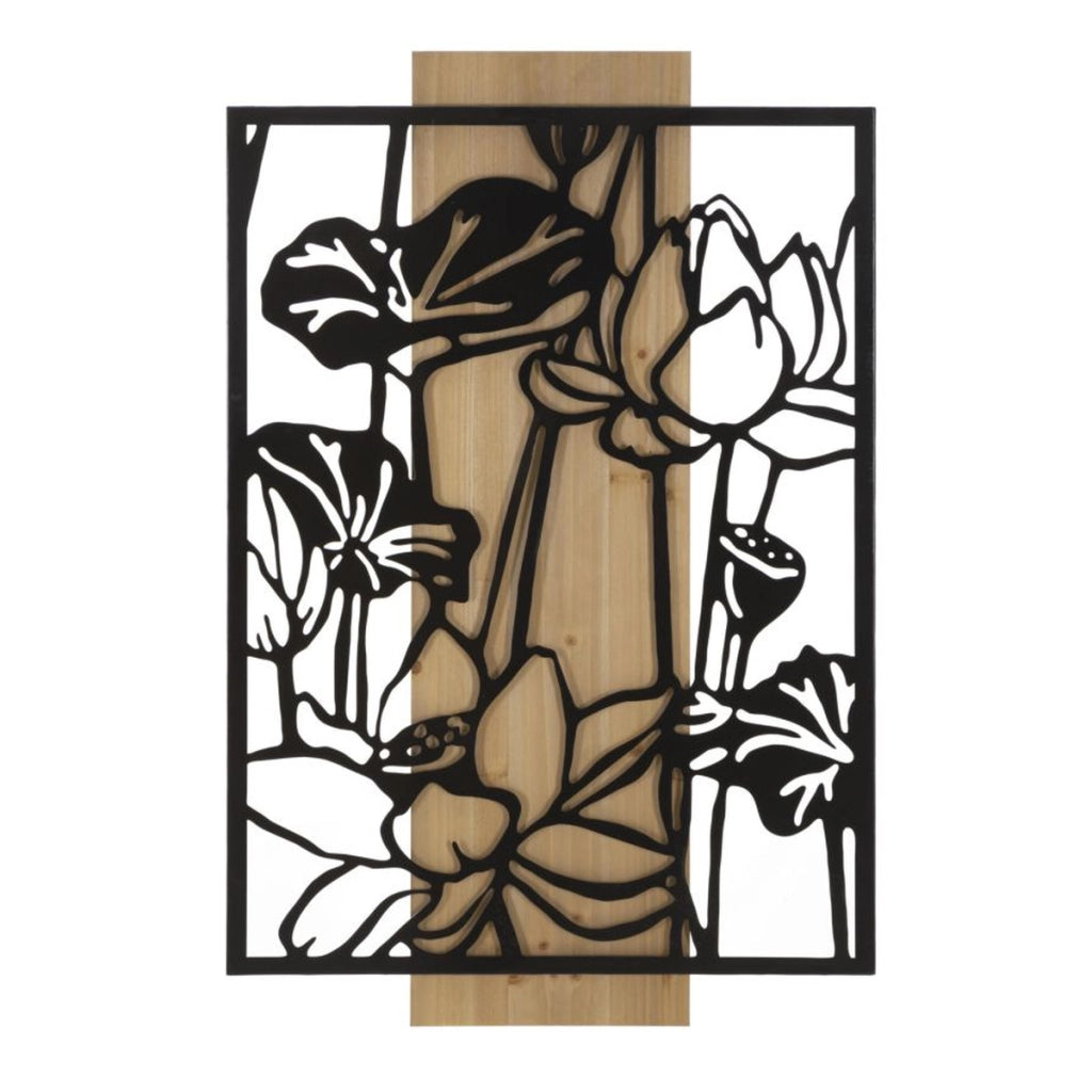Decorazione in Metallo e Legno Fiori 55, Marrone, Metallo, 60x2x90 cm