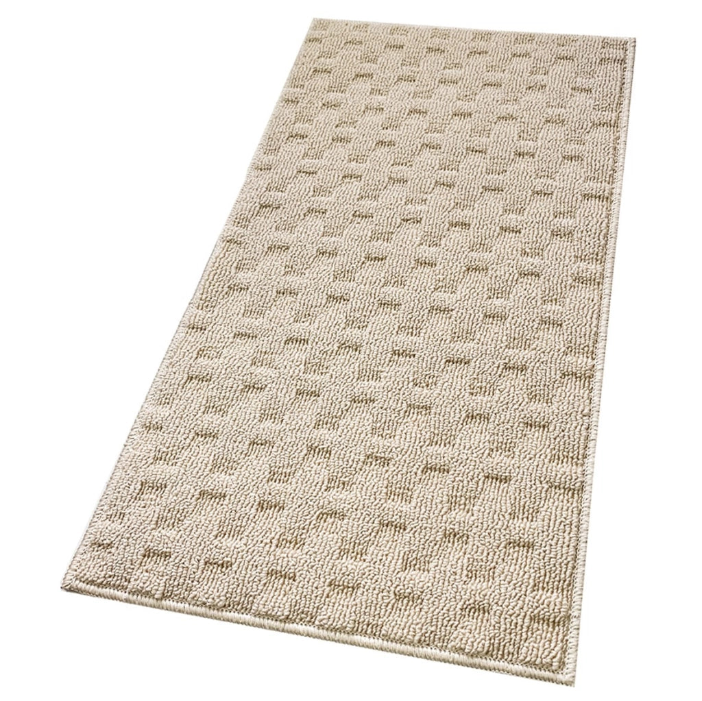 Tappeto Bagno Morbido Assorbente Antiscivolo 3D Intrecciato Scendiletto Lavabile 45x75 Cm Beige