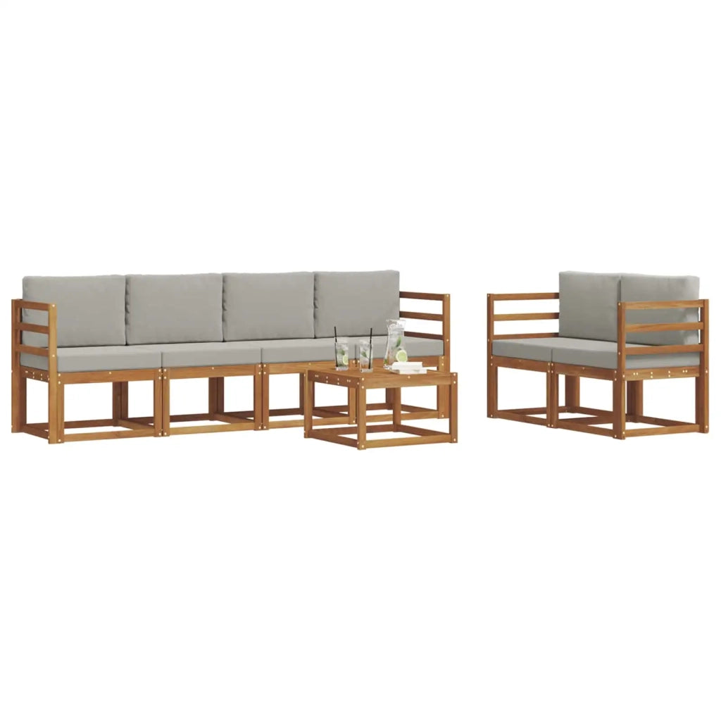Set di divani da esterno 7 pcs Grigio Naturale e Chiaro 3366029