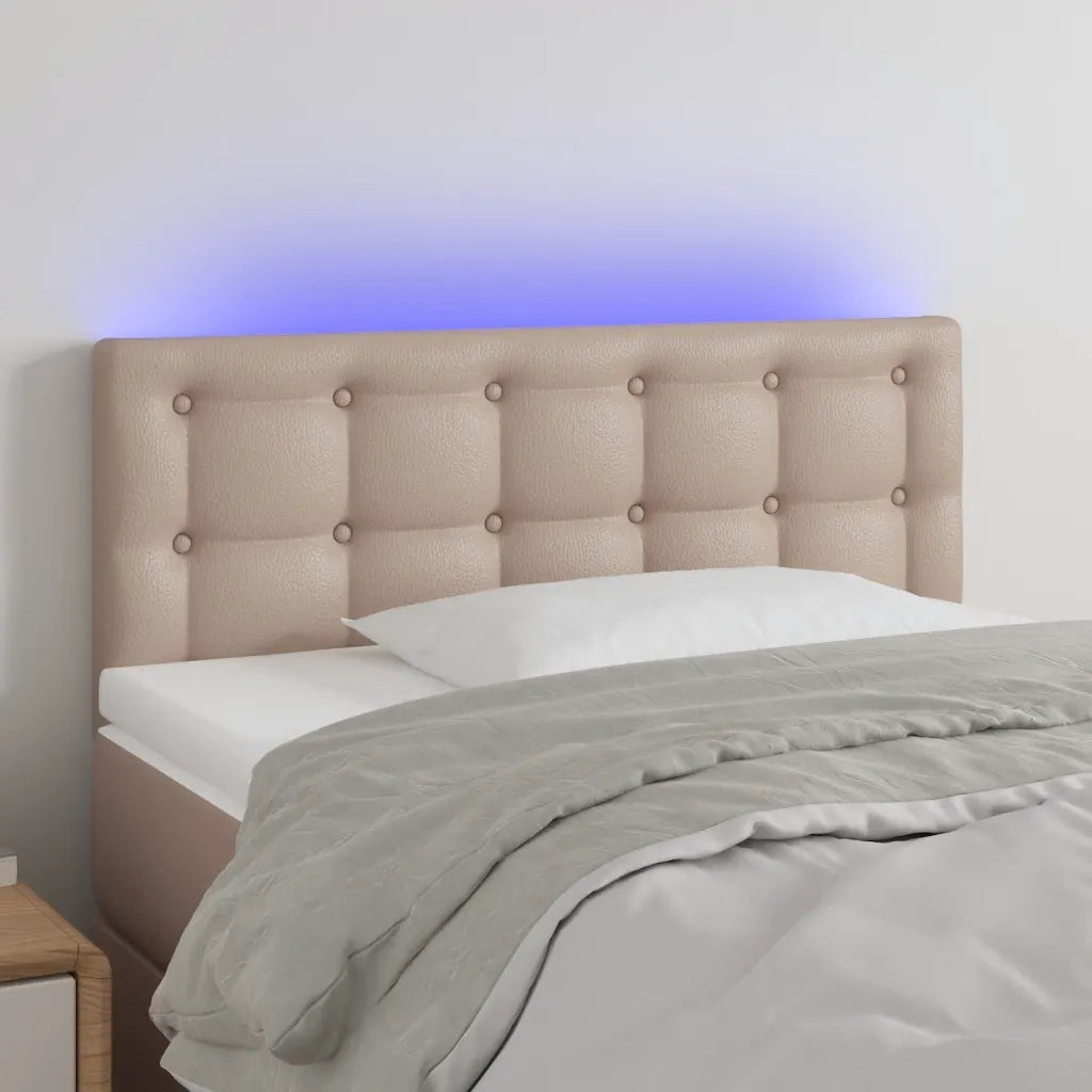 Testiera con LED-Testata Cappuccino a LED 90x5x78/88 cm in Similpelle 807149