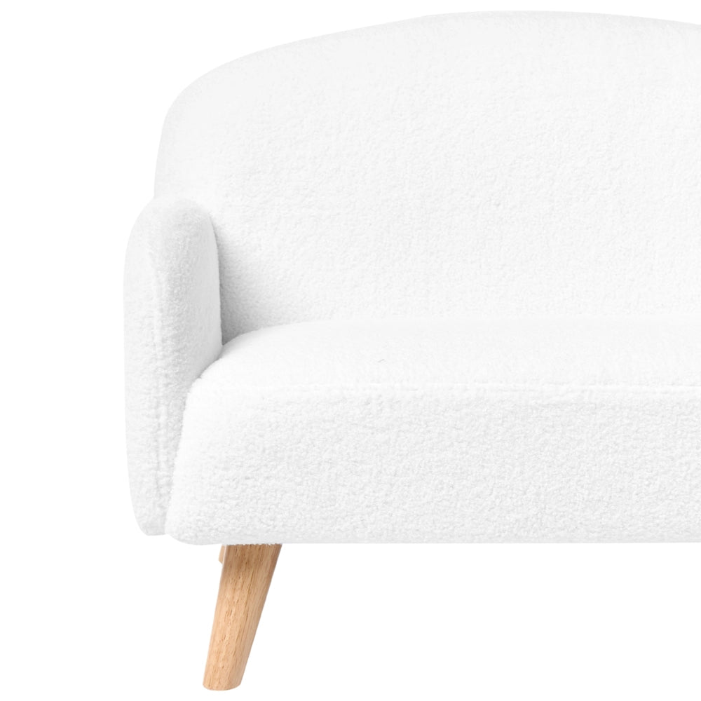 Divano per bambini bianco bouclé imbottito con braccioli Divano moderno a 1 posto per bambini