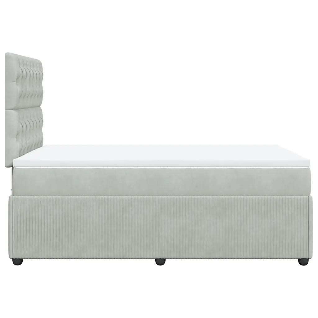 Giroletto a Molle con Materasso Grigio Chiaro 120x190cm Velluto