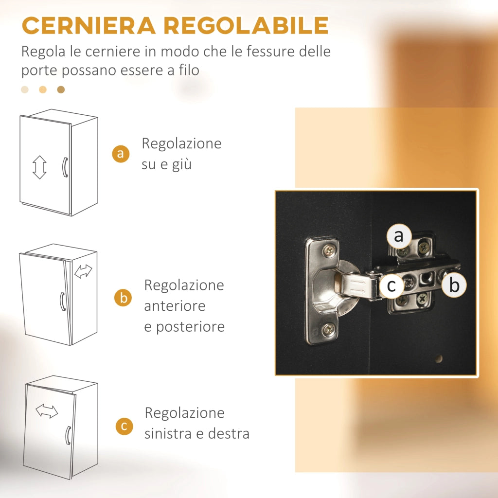 Mobile Credenza con Ante e Ripiani Regolabili ¨C Xylo ¨C Legno Nero per Cucina e Soggiorno