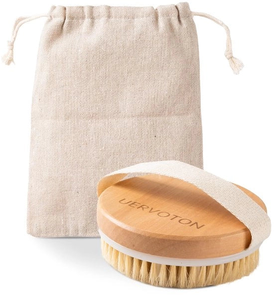 Exfoliante a Secco con Setole Naturali Tampico, Ideale per la Purificazione della Pelle, Cellulite e Retenzione Idrica, Stimola la Circolazione del Sangue attraverso l'Exfoliazione (con Tasca di Riposo)