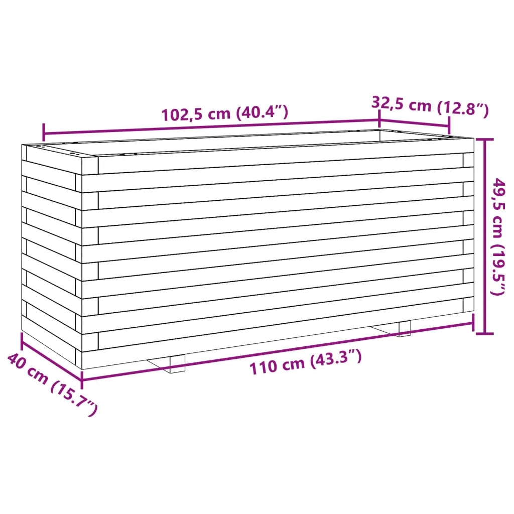 Fioriera Giardino Marrone Cera 110x40x49,5 Legno Massello Pino 3282561