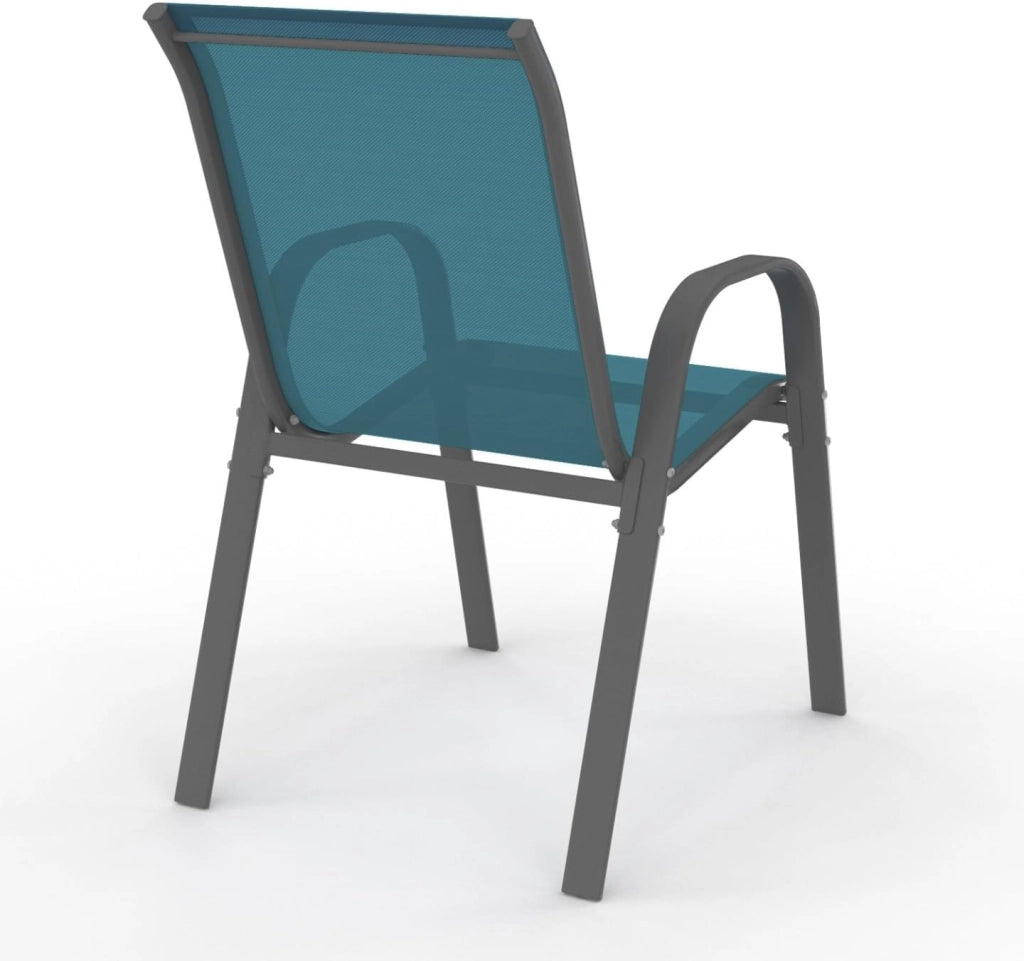 Set di 4 sedie da giardino impilabili LYMA in metallo e textilene di colore blu anatra