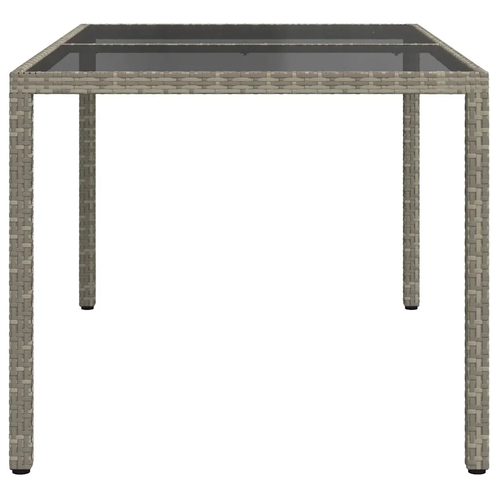 Tavolo Giardino 150x90x75cm Vetro Temperato e Polyrattan Grigio cod mxl 35625