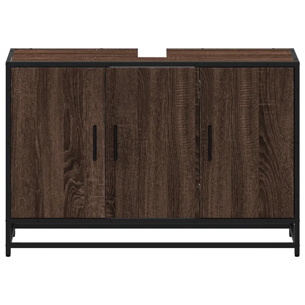 Mobile Lavabo | Armadio Lavabo Bagno Rovere Marrone 90x33x60cm Legno Multistrato