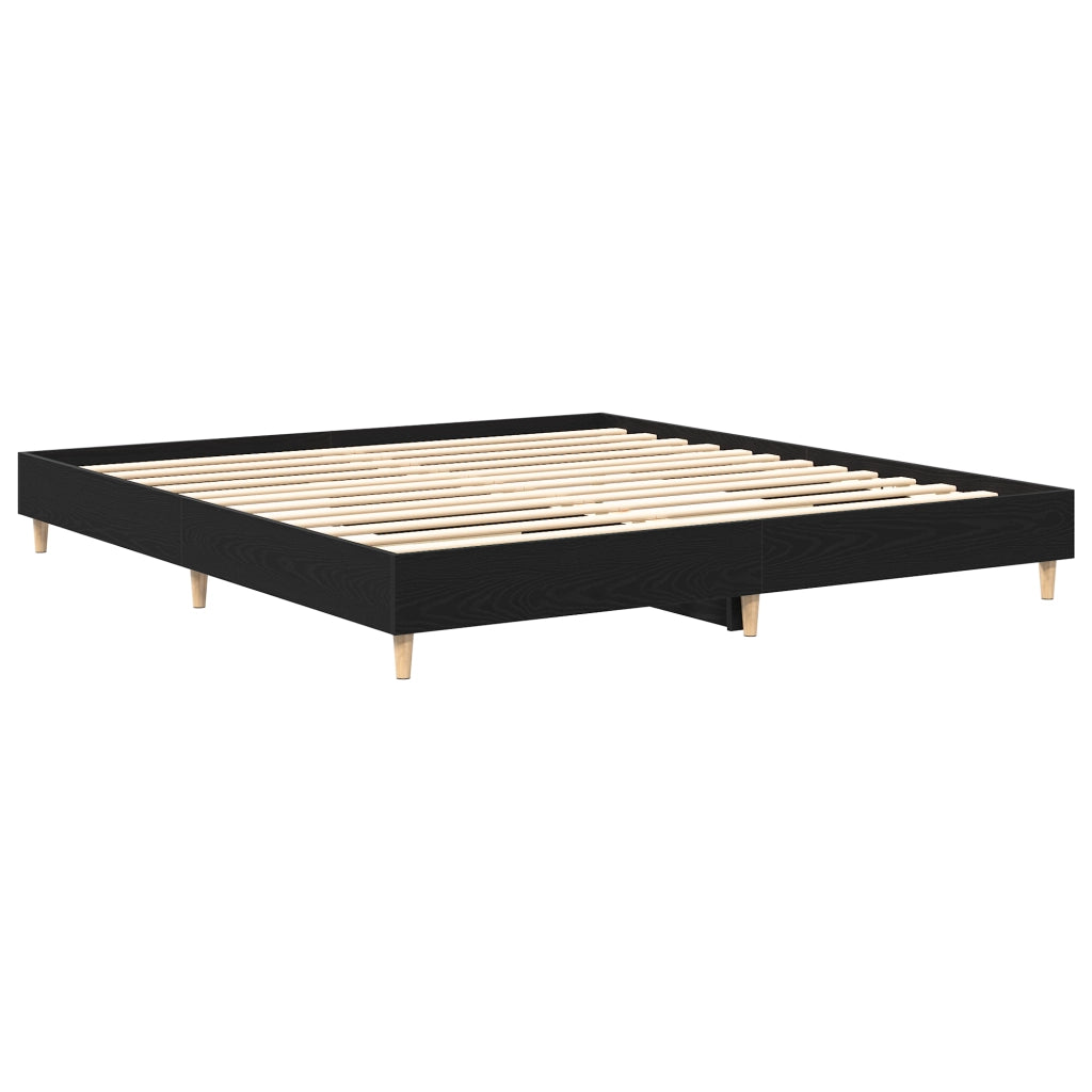 Struttura Letto Rovere Nero 160x200 cm Legno Ingegnerizzato