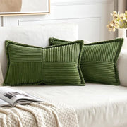Set di cuscini da 2 - Cuscini decorativi moderni a patchwork - Soffici - Per decorazione estiva in casa - Con cerniera invisibile - 40 x 60 cm - Matcha verde