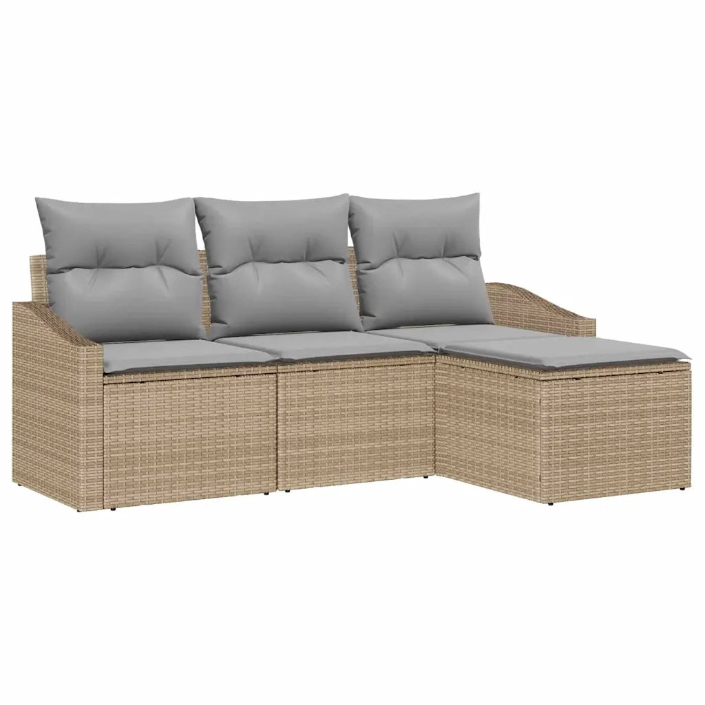Set di divani con cuscino 4 pcs Beige polyrattan