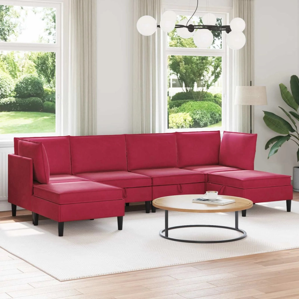 Set di mobili per il soggiorno 6 pcs Rosso Vino Velluto 3413752