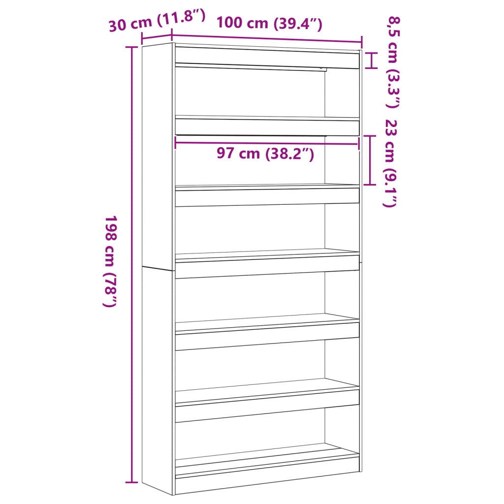 Libreria Bianca Bianca Legno ingegnerizzato 100 x 30 x 198 cm