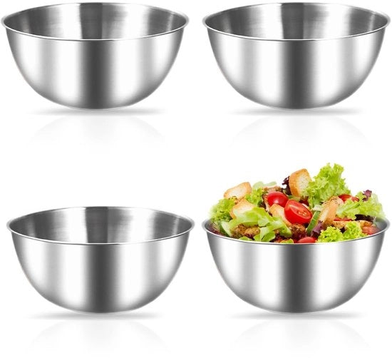Set di 4 contenitori in acciaio inossidabile - Contenitore a pila - Misuratore - Design moderno - 17 cm - Miscelatore
