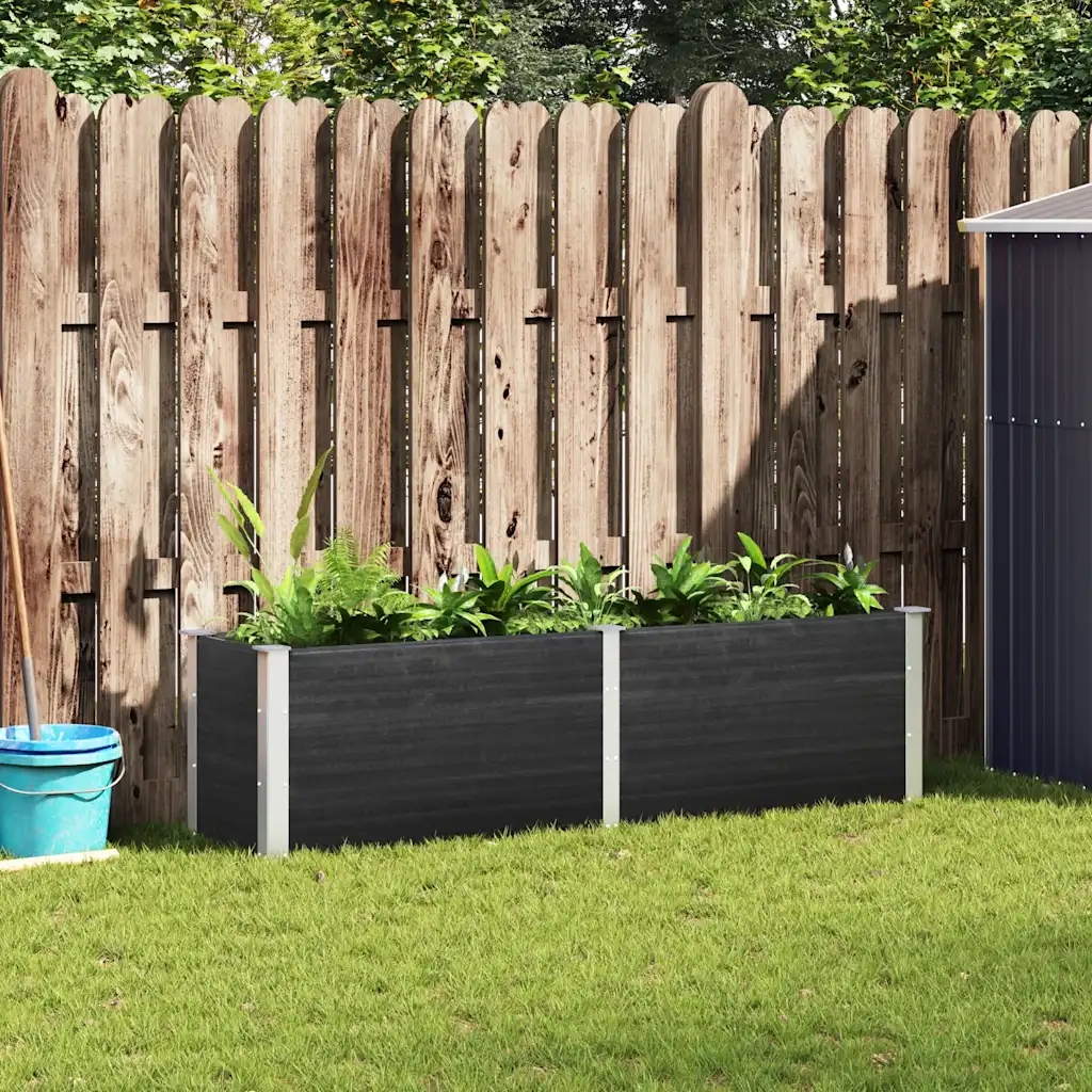 Fioriera | Cassetta per fiori | Vaso Rialzata da Giardino 200x50x54 cm in WPC Grigio