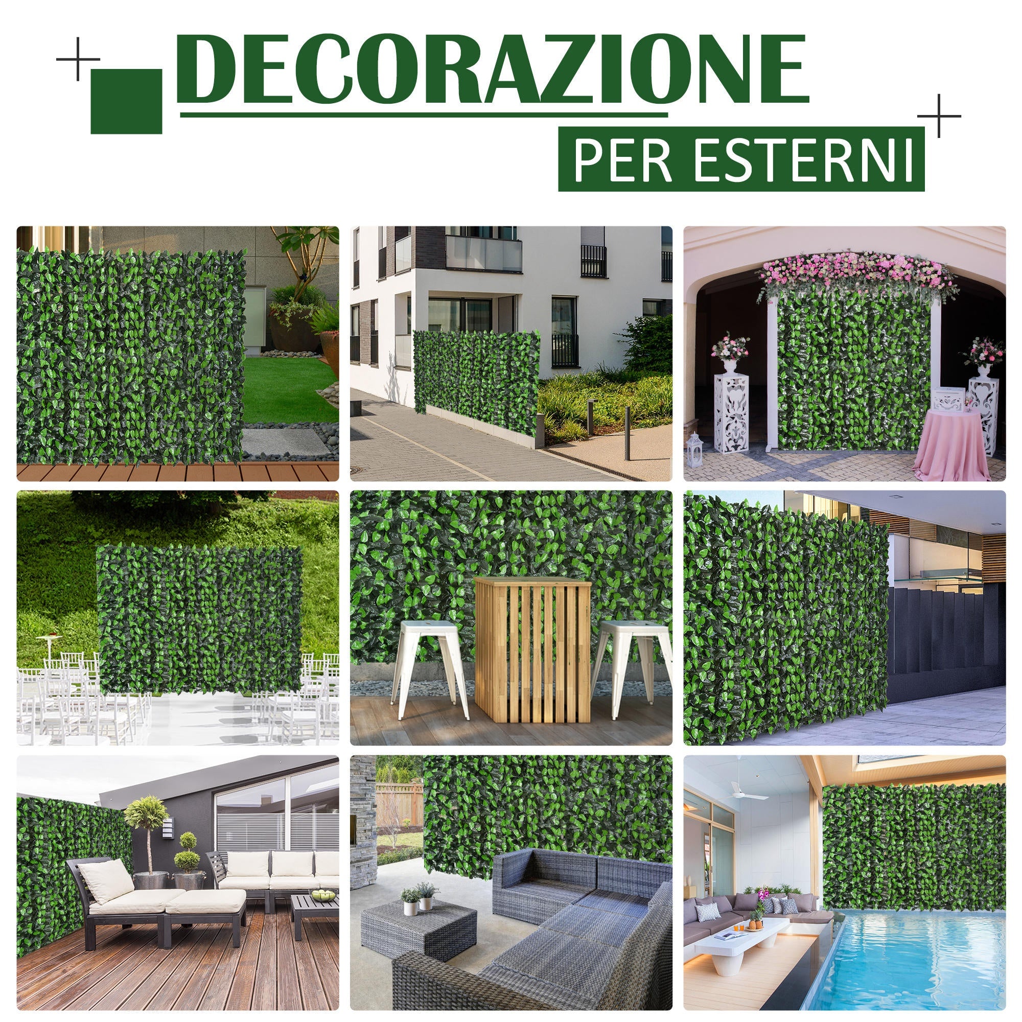 Easycomfort Rotolo di Siepe Artificiale 3x1 m in PE e Tessuto per Balcone e Giardino, Verde Chiaro e Verde Scuro