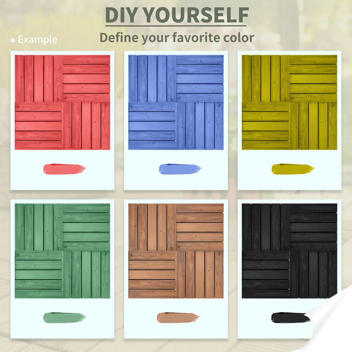 EasyComfort Piastrelle per Esterni Pavimento in Legno, Set 27 Pezzi Montaggio a Incastro, 30x30x2.5cm