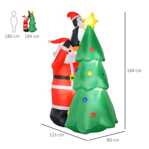 Easycomfort Babbo Natale Gonfiabile con Albero e Pinguino, Altezza 180cm, Luci LED e Gonfiatore