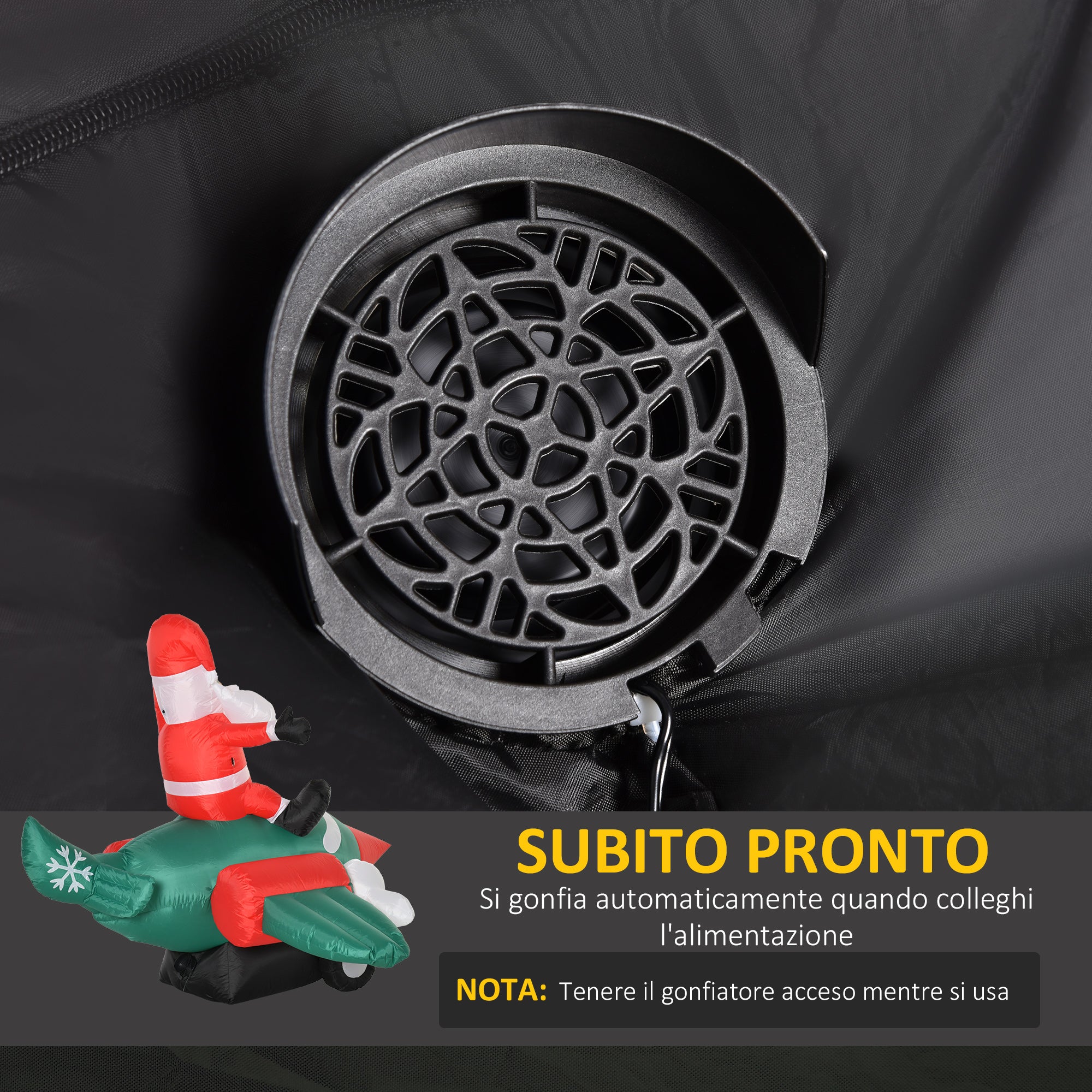 Easycomfort Babbo Natale Gonfiabile su Aereo 160cm con Luci LED Integrate, Decorazione Natalizia da Esterno