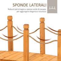 EASYCOMFORT  Ponticello di Legno da Esterni con Sponde in Canapa, Struttura in Legno d'Abete, 150x58x58.5cm, Arancione