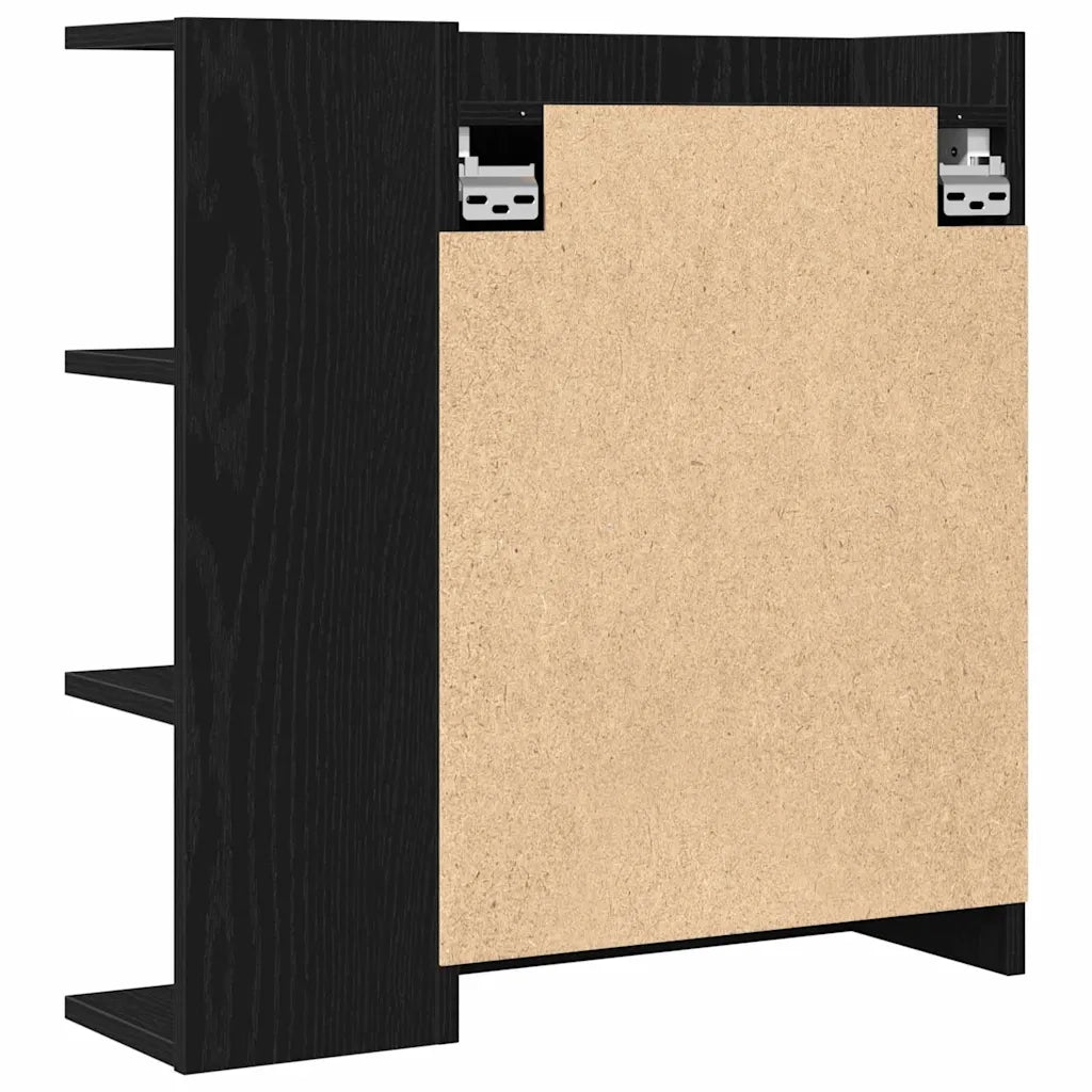 Mobiletto per specchio da bagno-Armadietto a Specchio da Bagno Rovere Nero 62,5 x 20,5 x 64 cm