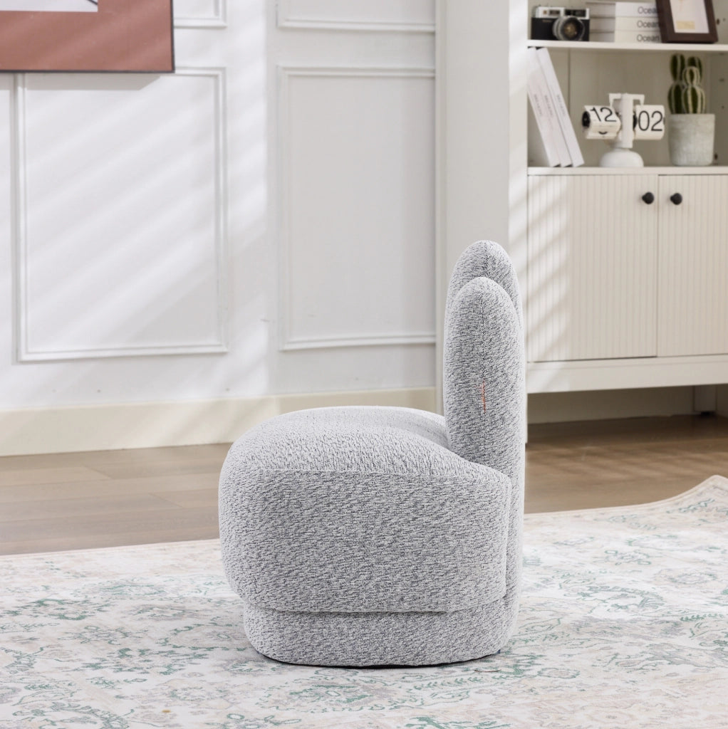 Pouf imbottito a coniglio con orecchie ricamate grigio antico