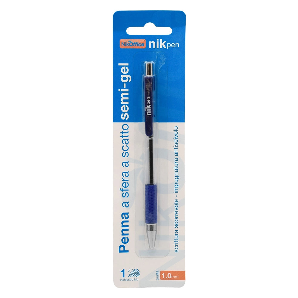 PENNA A SCATTO CON CLIP inchiostro blu- 12 blister  - BricoGo